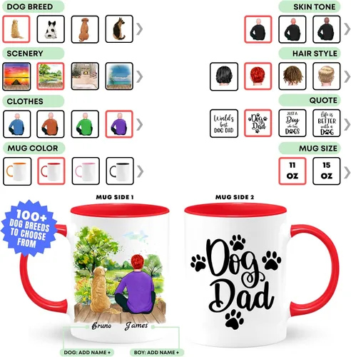 Miniatura 3 de Taza personalizada para hombres amantes de perros - Regalos personalizados con perros para el Día del Padre para el cumpleaños del esposo, San