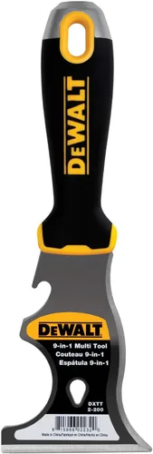 DEWALT Herramienta de pintor 9 en 1 | Rascador recto, rascador curvo, sacador de uñas, limpiador de rodillo, abrelatas, abrebotellas, extractor de