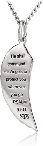 Miniatura 3 de Womens Stainless Steel Mini Angel Wing Necklace - Psalm 9111