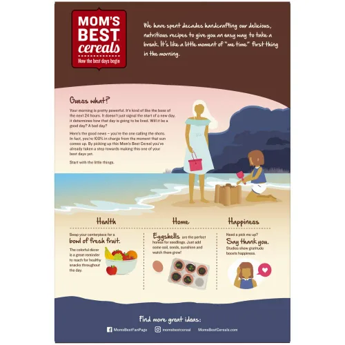 Miniatura 4 de Mom's Best Honey Nut Toasty O's Cereal, proyecto verificado sin OMG, fabricado con grano entero, sin jarabe de maíz de alta fructosa, Kosher, caja