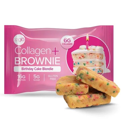 Miniatura 11 de 321glo Brownie de proteína de colágeno, sin gluten, bajo en azúcar, aperitivo keto para mujeres, hombres y niños, 0.66 onzas de proteína, 0.26 onzas