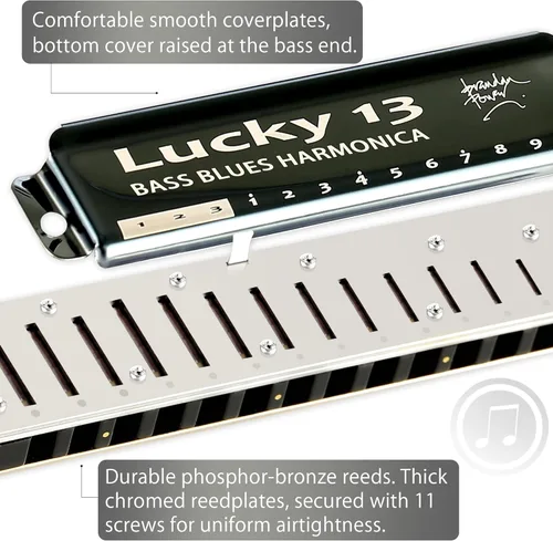 Miniatura 2 de East top Lucky 13 Bass Plus Blues Armónica 13 Agujeros Diatónica Arpa Boca Órgano Profesional Richter Armónica C clave para adultos Clave de C