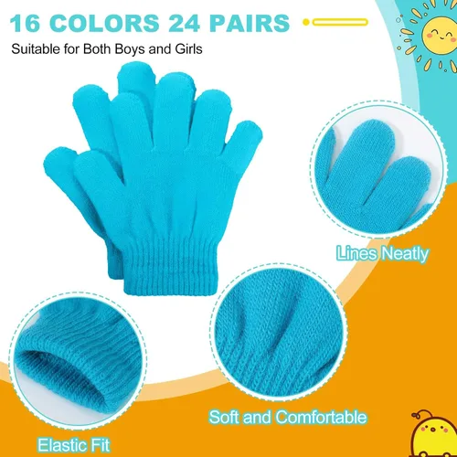 Miniatura 3 de 48 guantes de punto para niños, guantes elásticos para niños pequeños, guantes de invierno para niños, guantes de dedo para niños y niñas