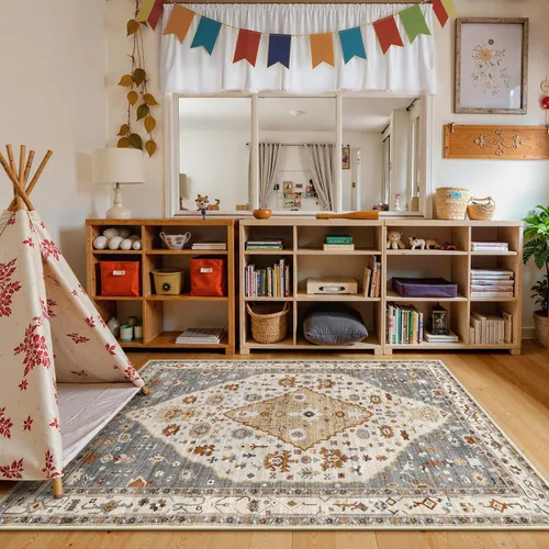 Miniatura 210 de Lahome Alfombra Bohemia Tribal Lavable de 3 x 5, Alfombras Antideslizantes para Entrada, Dormitorio, Sala de Estar, Vintage, Ultra Suave, No