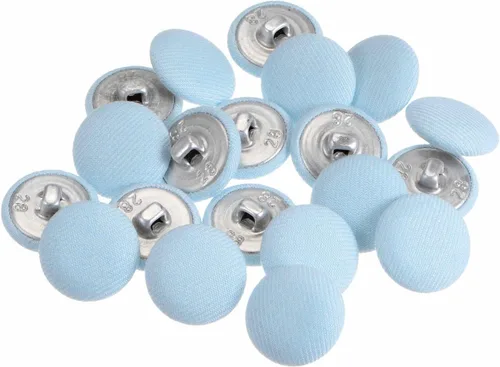 Miniatura 51 de HARFINGTON 10 botones de tela de 24L cubiertos de tela de 0.59 pulgadas, vástago de metal, botones de costura redondos para trajes, blusas de Azul