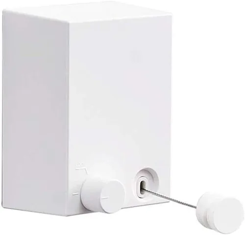 Youngine Tendedero retráctil para interiores y exteriores, para colgar en la pared, con cuerda de acero de 13.8 pies, colgador de cuerda ajustable,
