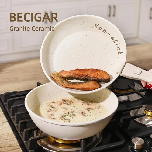 Miniatura 7 de BECIGAR 23PCS Ceramic Pots and Pans Set,Nonstick, Removable Handle Pots and Pans Set, Stackable Pan Set, Ceramic Nonstick Pan Non Stick for Easy