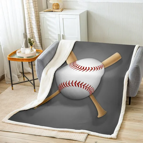 Miniatura 2 de Erosebridal Manta de béisbol impresa en 3D, manta de forro polar con diseño de bate de béisbol para niños, adolescentes y adultos, regalo