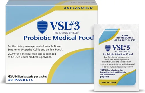 VSL #3® Probiótico en polvo para la salud digestiva, SII y síntomas de UC - 450B UFC, alta potencia, multicepa, probiótico vivo, refrigerado,