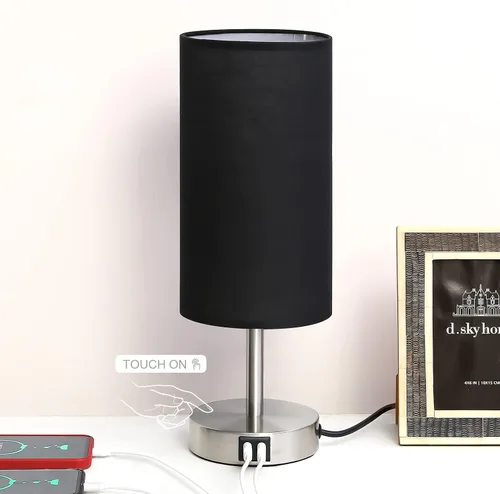 Miniatura 11 de Lámpara de escritorio Yarra-Decor con puerto USB, lámpara de mesa con control táctil de 3 niveles de brillo, lámpara de mesita redonda con pantalla