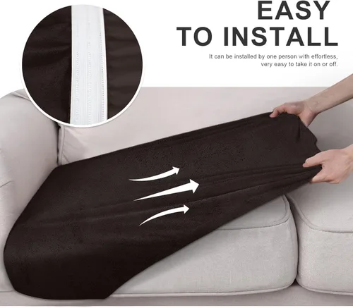 Miniatura 6 de Fundas de cojín tipo cuero para sofá, juego de fundas protectoras de muebles para sillón seccional, sofá biplaza de tela de elastano elástica