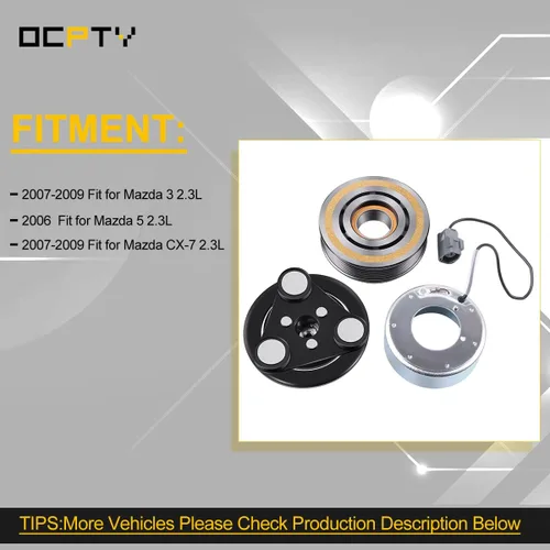 Miniatura 8 de OCPTY Embrague del compresor del aire acondicionado para Mazda 3 para Mazda 5 Modelo para Mazda CX-7 2.3L 2006-2009