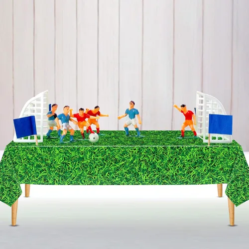 Miniatura 4 de Mixweer 6 manteles de plástico para césped de golf, decoraciones de fiesta de cumpleaños, 54 x 108 pulgadas, mantel rectangular de plástico