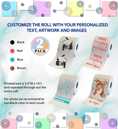 Miniatura 3 de Printed TP Juego de regalo de papel higiénico impreso personalizado, divertido rollo de papel higiénico para eventos especiales, bromas, sorpresas