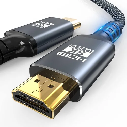 Cable HDMI 2.1 8K de 3 pies, 48 Gbps de ultra alta velocidad para juegos, cables trenzados compatible con 8K @60HZ/4K @120Hz, eARC, HDR dinámico,