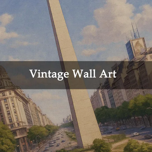 Miniatura 3 de Buenos Aires Argentina - Póster artístico de pared, impresión vintage de viaje con monumento a Obelisco, rollo colgante de lienzo de lino con marco