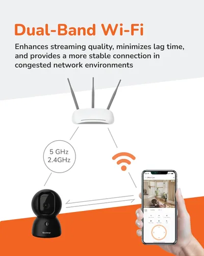 Miniatura 8 de SensForge Cámara de seguridad Pan-Tilt de 2.5K, cámara WiFi de doble banda de 360° para el hogar, detección gratuita de IA humanos y mascotas, nube