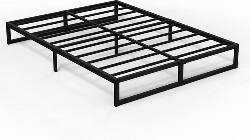 Miniatura 9 de Richwanone Base de cama individual de 5 pulgadas, base de colchón de plataforma metálica con soporte de listones de acero, no necesita somier, fácil