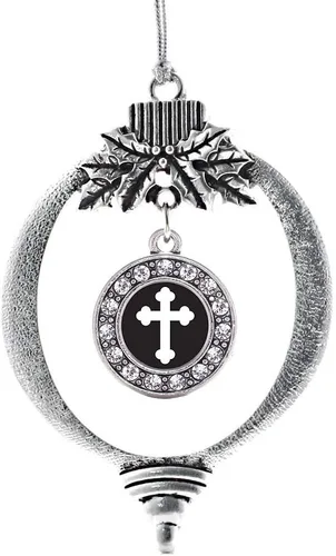 Miniatura 125 de Inspired Silver - Twin One - Adorno festivo de Navidad de plata - Adorno festivo de árbol de Navidad con dije de círculo y circonita cúbica
