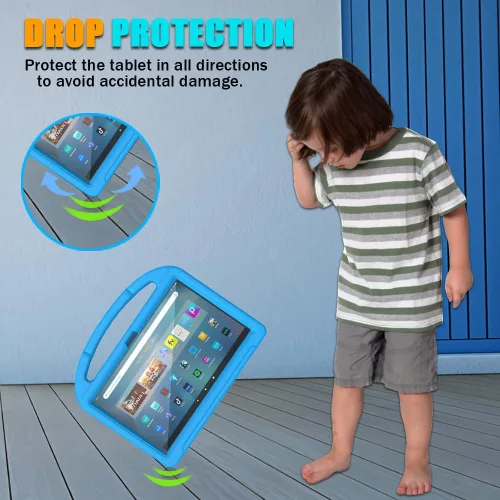 Miniatura 3 de Funda para tablet Amazon Fire Max 11 para niños (13ª generación, versión 2023), ligera, a prueba de golpes, con asa y soporte para tablet Kindle Azul