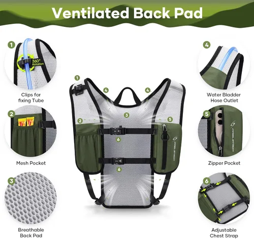 Miniatura 3 de Maelstrom Hydration Backpack, Hiking Backpack with 2L Water Bladder, Running Hydration Vest for Cycling Hiking Rave for Men Women