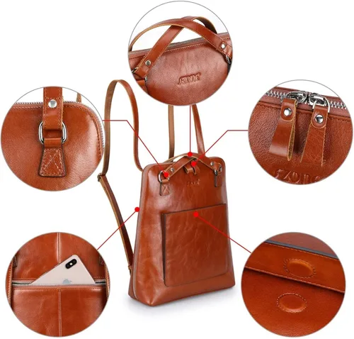 Miniatura 6 de S-ZONE Mochila de cuero para mujer, bolso de hombro casual, mochila de moda, L