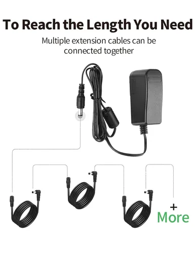 Miniatura 5 de Tonton Cable de extensión de alimentación de CC 1M 3.3FT 0.217 in x 0.083 in 5521 90 grados de ángulo recto hembra a CC macho Cable adaptador
