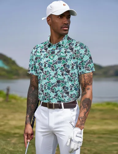 Miniatura 170 de TAPULCO Camisetas tipo polo de secado rápido para hombre, diseño de camuflaje, atléticas, ligeras, transpirables, casuales, para golf