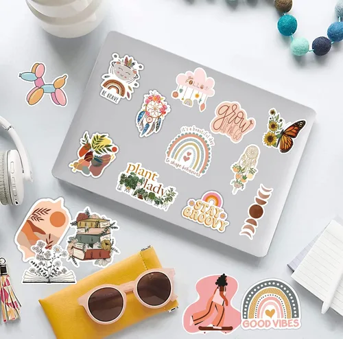 Miniatura 4 de BarrelTree - 300 piezas calcomanías estéticas boho, lindas calcomanías de vinilo impermeables para botellas de agua, laptop, teléfono, diario
