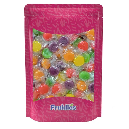 Miniatura 4 de Fruidles Caramelos duros con botón de discos de frutas, envueltos individualmente, 1 libra