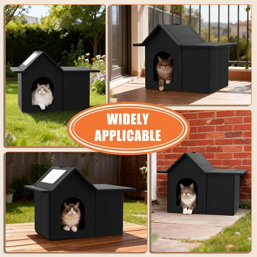 Miniatura 3 de Casa para gatos al aire libre, refugio resistente a la intemperie para mascotas, cama duradera para gatos al aire libre e interior, fácil montaje