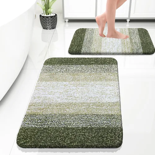 Miniatura 70 de OLANLY Juego de 2 alfombras de baño de microfibra suave y absorbente, antideslizantes, se pueden lavar y secar a máquina, alfombras de baño peludas