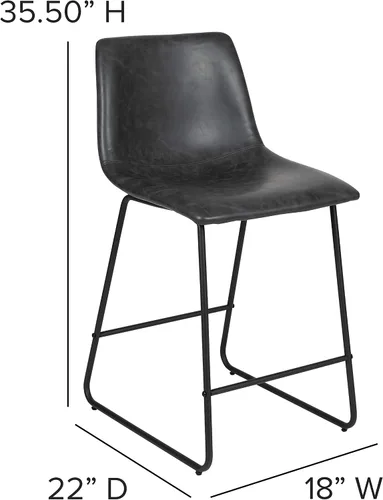Miniatura 3 de Flash Furniture LeatherSoft Taburetes de altura de mostrador, gris, 2 piezas (2ETER1834524GY)