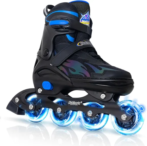 Nattork Patines en línea ajustables para niños y adultos, para interiores y exteriores, con 8 ruedas iluminadas para niños y niñas de 4 a 16 años,