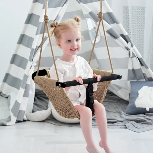 Miniatura 4 de 2 en 1 columpio para niños pequeños. Asiento de columpio para niños con cuerdas ajustables, para niños, juego de columpio resistente con cuerda