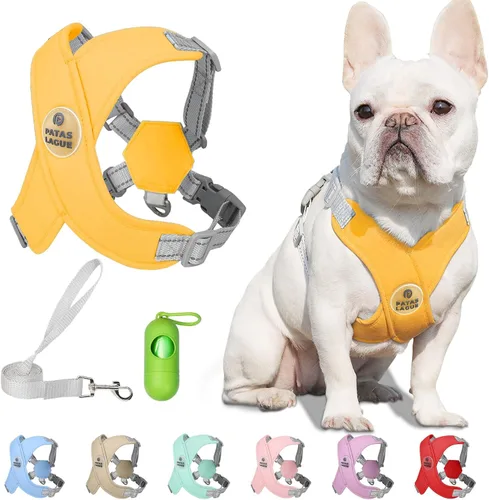 Miniatura 16 de Patas Lague Juego de arnés para perro con correa, ajustable, suave, acolchado, chaleco de entrada para perro, sin estrangulamiento, sin tirones
