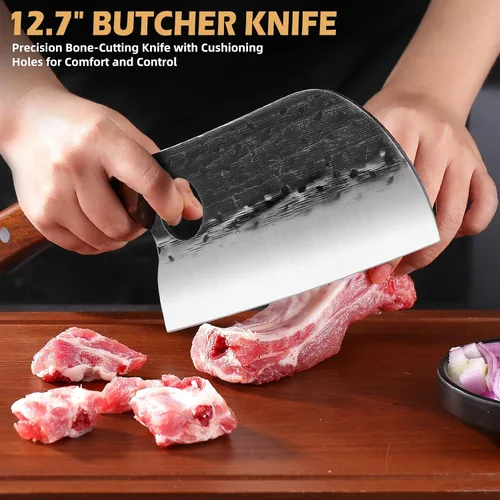 Miniatura 2 de Juego de 3 cuchillos de chef, juego de cuchillos de carnicero de cocina japonesa, cuchillos de chef serbios, cuchillos de deshuesado vikingos, acero