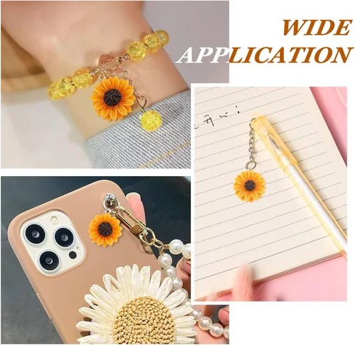 Miniatura 2 de Dijes de girasol de resina para hacer joyas, coloridos colgantes de flores de margaritas de verano, cuentas de girasol, adornos para pulseras, Flor