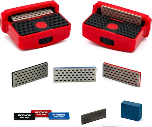 Grayne Juego de 8 piezas profesional de afinador de borde de esquí y snowboard con limas de diamante, piedra gomosa, bolsa - herramienta de afilador