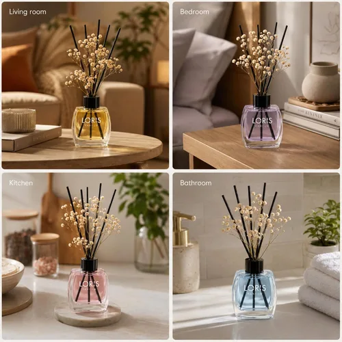 Miniatura 9 de Loris Juego de difusor de varillas de ángel con flores secas, difusor de varillas para el hogar con varillas, difusor de baño y aroma de habitación