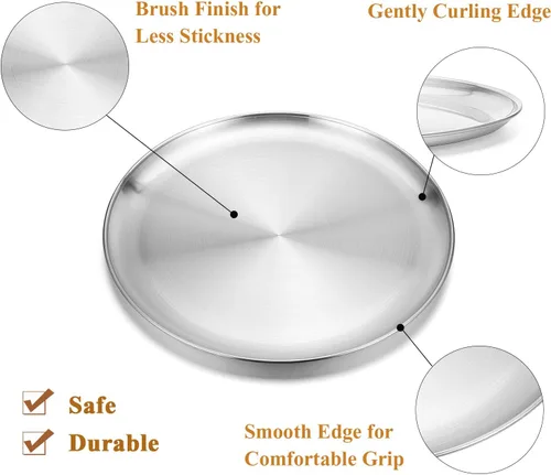 Miniatura 3 de Deedro Bandeja para hornear pizza, bandeja de pizza de acero inoxidable de 10 pulgadas, bandeja redonda para horno de pizza para el hogar