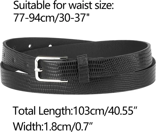 Miniatura 3 de Allegra K Cinturones de cintura ajustados para mujer, hebilla de un solo pasador, pantalones estampados de animales, cinturón fino de piel sintética