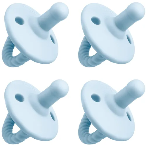 Comfy Cubs Chupetes para bebé, paquete de 4 para 0 a 6 meses, forma de pezón suave similar al pecho, chupete de silicona compatible con CPSIA para