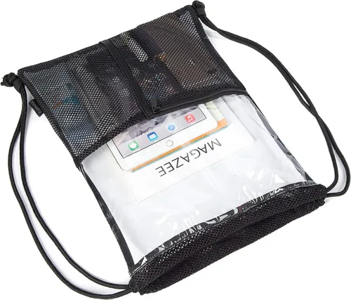 Miniatura 6 de Clear Drawstring Backpack - Stadium Approved String Cinch Bag for Gym, Concerts, Clear Bag with Adjustable Straps Transparent
