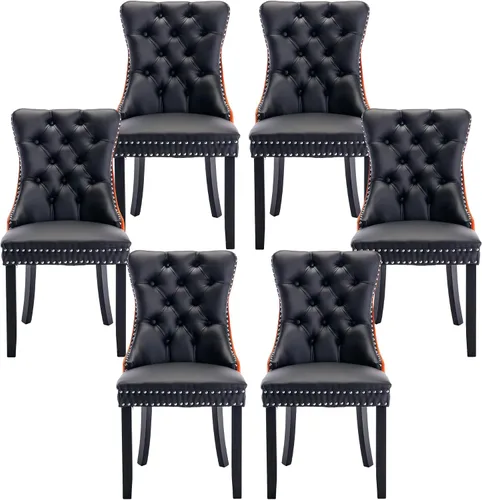 Miniatura 89 de Silla de comedor copetuda moderna de terciopelo para comedor, sillas de comedor tapizadas con remache de clavo, anillo trasero para cocina, comedor