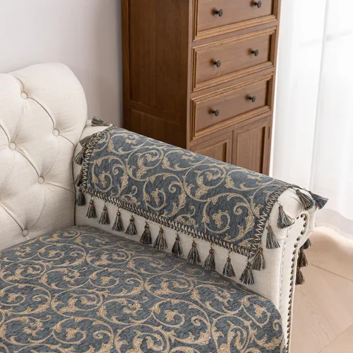 Miniatura 26 de Loom and Mill Fundas de sofá jacquard floral, funda de sofá de felpilla rústica con ribete de flecos para sofá de 2 a 3 cojines, funda de sofá
