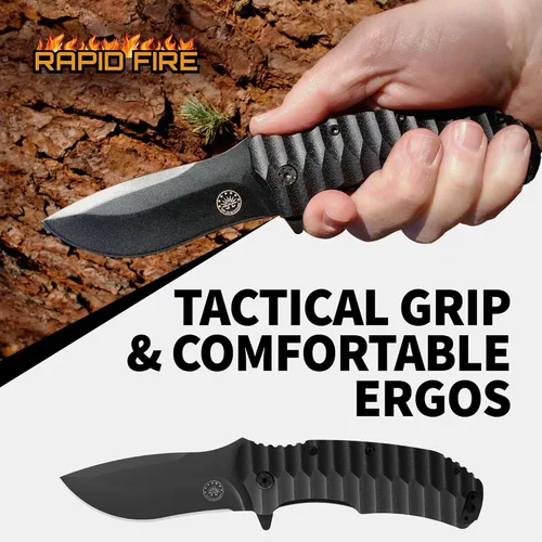 Miniatura 4 de Off-Grid Knives - Apagón de fuego rápido - Cuchillo plegable grande para acampar y EDC, acero de hoja criogénico D2, revestimiento de nitruro