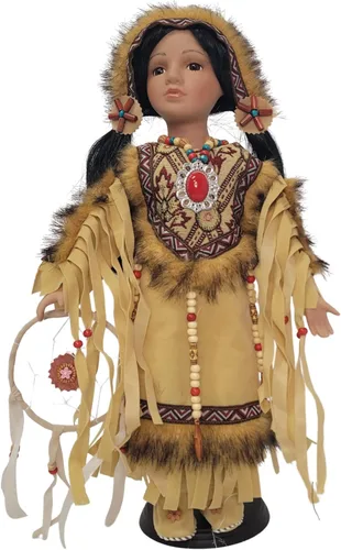 Miniatura 6 de KINNEX COLLECTIONS SINCE 1997 Muñeca coleccionable de porcelana india india americana de 16" (Induma) D16747 Editon