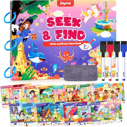 Miniatura 8 de JoyCat Actividades de Aprendizaje Preescolar 48 Páginas Reutilizables, Práctica de Escritura a Mano para Niños Pequeños, Libros de Trabajo