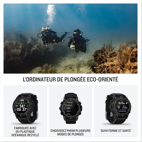 Miniatura 2 de Garmin® Descent™ G2, Watch-Style Dive Computer, Bright AMOLED Display, Multiple Dive Modes, Health and Wellness Features, Black with Black Band